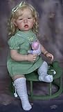 Angelbaby Big Reborn Toddler Dolls Girl Look Real 30 inch Reaistic Silicone Baby Weighted Doll Lifelike Handmade Reborn Baby with Blond Hair Real Looking Newborn Doll for Girls Boys Toys