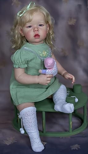 Girl Look Real 30 Inch Reaistic Silicone Baby Weighted Doll Lifelike Handmade Reborn Baby With Blond Hair Real Looking Newborn Doll For Girls Boys Toys