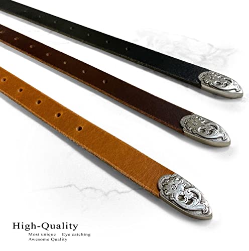 Women' Dress Belt Skinny Belt Ladies Waist Belt Genuine Full leather Belt 3/4" or 1" Wide, Multi-Style Options4