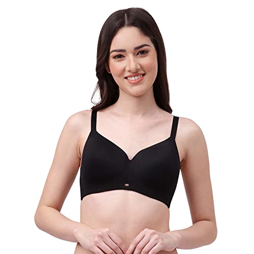 Image of SOIE Women's Full Coverage Padded Non-Wired Seamless T-Shirt Bra | Ultra Soft Nylon Spandex with Adjustable Straps, Side Support & Smooth Invisible Finish