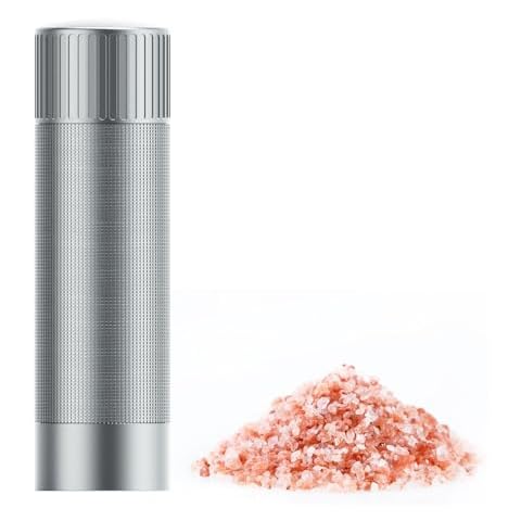 Luvan Salt Grinder, Professional Grade Salt Mill with Unique Burr Grinder, 12 Adjustable Coarseness Settings, Lightning-fast grinding speed, Heavy Duty Aluminum Manual Salt and Pepper Grinder Cover