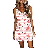 Kurzes Partykleid, langes Kleid, Partykleid, Damenkleid, Damenkleid, Brautkleid, Cocktailkleid für Damen, Partykleid, Geburtstagskleid, V-Ausschnitt, ohne Ärmel, 1rot, X-Large