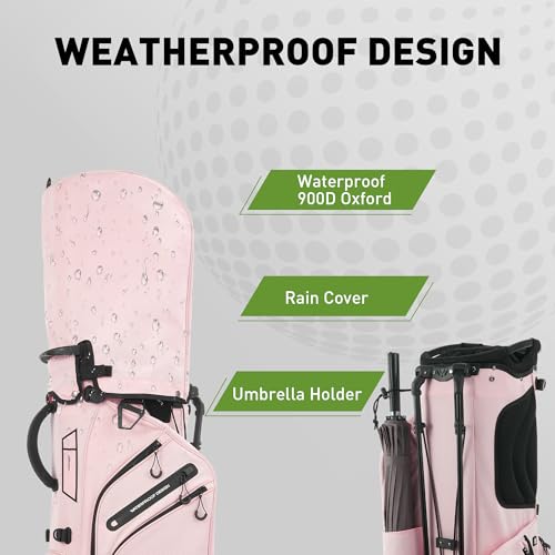 KeyOpen 14-Way Lightweight Golf Stand Bag