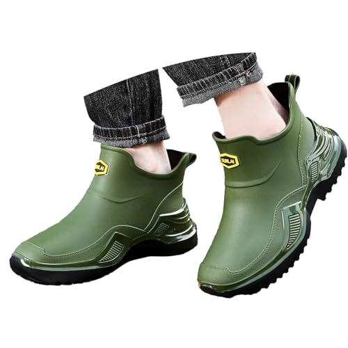 EQWIGKEIT Botas de goma para hombre de media altura, zapatos de jardín para hombre, zapatos de goma ligeros Eva al aire libre, botas de lluvia antideslizantes, zapatos de trabajo impermeables unisex