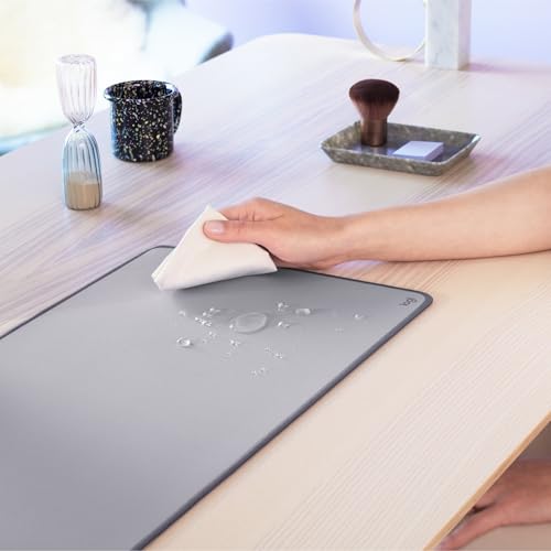 Logitech Desk Mat - Studio Series, Multifunzione, Tappetino per Mouse Esteso, Protezione Scrivania da Ufficio con Base in Gomma, Resistente ai Versamenti - Grigio - Afbeelding 4