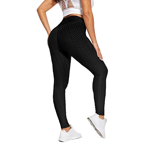 Justay Mujer Leggins Deportivos Yoga Leggings Cintura Alta Nido De Abeja Fitness Deportivo Leggings Polainas de la Cadera Yoga Pants