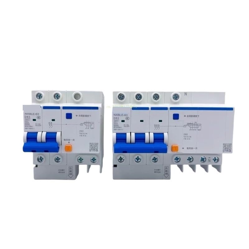 NXBLE Type D 100MA 0.1A RCBO Residual Current Operated Circuit Breaker Thermal Magnetic Switch NXBLE-63 32A 63A 125A(1P N,16A)