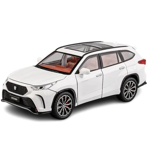 Image of DEOXY 1 /24 Crown Kluger Model Car, Zinc Alloy Pull Back Toy car with Sound and Light for Kids Boy Girl Gift (Highlander White)