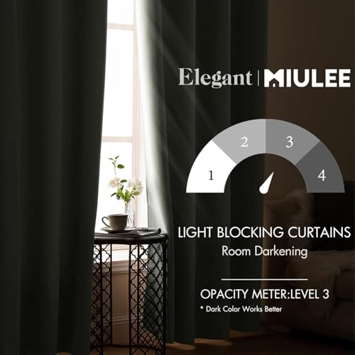 Image of MIULEE Sage Green Blackout Bedroom Curtains Drapes 96 Inch Long 52 inchx96 inch | Grommet Top, Room Darkening Window Drapes, Privacy Protection, Thermal Insulated, Heat Blocking, Light Blocking