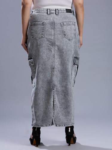 Image of TURNING BLUE Womens Plus Size Grey Straight fit Cargo Skirt