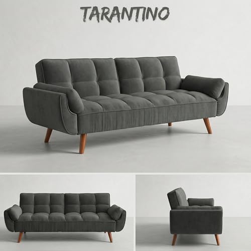 Image of Tarantino 3-Seater Convertible Sofa Cum Bed | Modern Tufted Upholstered Folding Sleeper Sofa for Living Room | High-Density Foam Comfort | Space Saving Couch Bed for Home (Charcoal Grey)