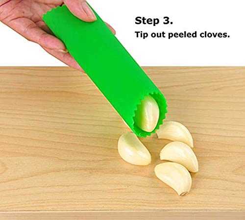 Image of Silicone Garlic Peeler Roller, Green, Kitchen Tool, Easy Peel Gadget