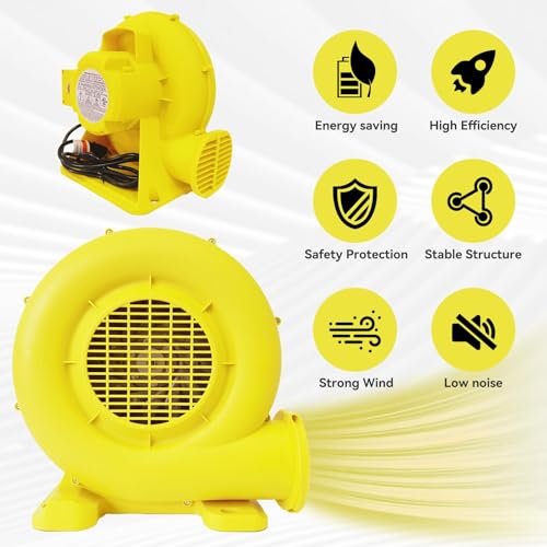 Image of Bounce House Blower, 480W 0.64HP Powerful Inflatable Air Blower Portable Air Blower for Inflatables, Bouncy Castle, Jumper, Water Slide, Leaf Blower Corded