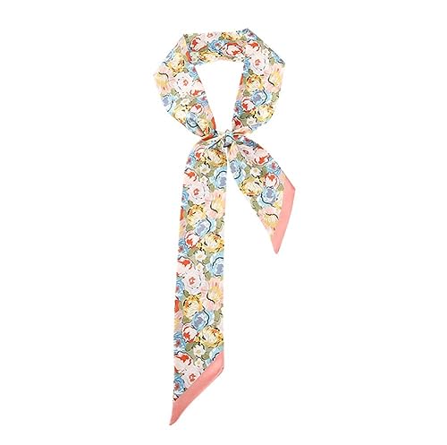 JERLA Mulberry Silk Scarf & Bag Handle Wrap Pink Flower