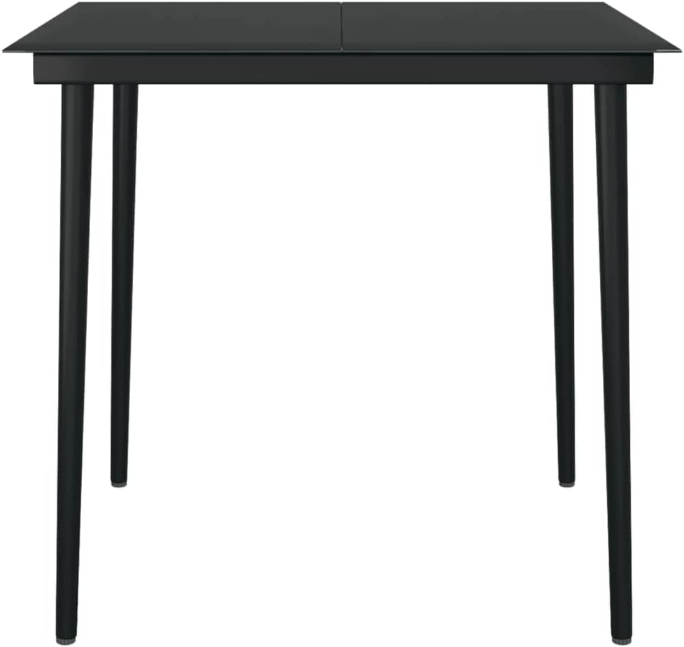 Patio Dining Table ,Leisure Table,Reading Table,Dining Tables,Snack Tables,Display Tables,Party Tables,Garden Tables,Game Tables,for Camping,Picnic,Party,Lawn, Black 31.5"x31.5"x29.1" Steel and Glass