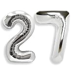 AULE – AULE Luftballon Zahl 27 Silber 40 Zoll Folienballon Helium 0