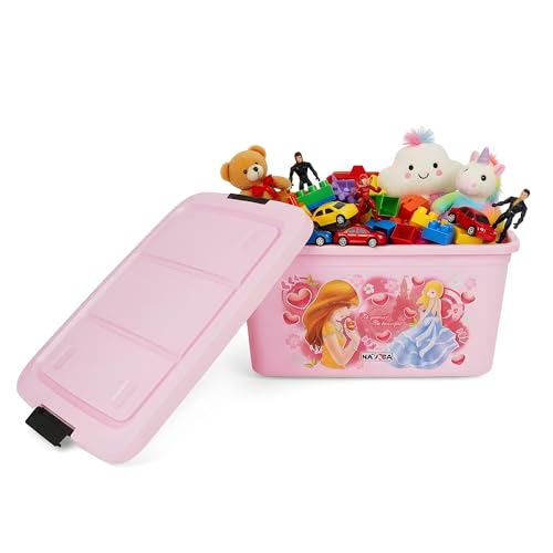 Image of Nayasa Toy Box 50 Ltr With Lid Plastic Storage Box | basket for storage | Toys & Kids Room Use, Pink