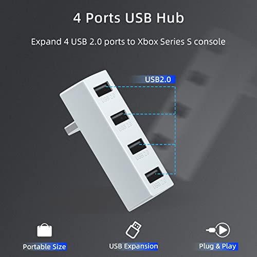 Mcbazel 4 Ports Usb Hub 2.0 For Xbox Series S, Portable High Speed Usb Hub Splitter Expansion Adapter Accessories Compatible With Xbox Series S Console Only - White #TOP1