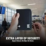 Zero Grid RFID Passport Holder for Passports & Cards, Zippered, Black - Image 5