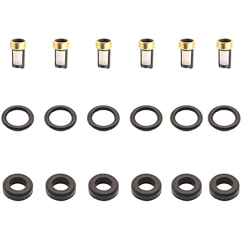 6pcs Fuel Injectors Seals Repair O-ring Micro Filters Fluorine rubber gasket Kit for FOR Toyota Coaster Hilux Land Cruiser Avanza for Daihatsu Terios 23250-97401 23250-75090 23250-75080