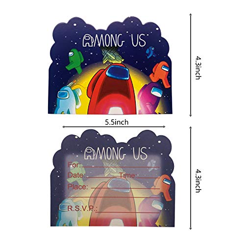 image for Hqyybf 20 Pcs Video Game Birthday Party Invitations for Among Us Birth