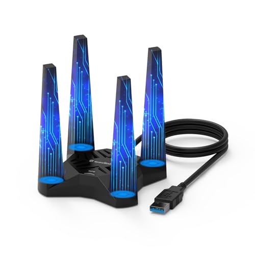 AX1800 USB WLAN Stick für PC, WAVLINK WiFi 6 USB WLAN Adapter PC, 1201Mbit/s 5GHz + 574Mbit/s 2.4G, WPA3-Verschlüsselung, eingebauter Treiber, Schwarz, NUR für Windows 10/11