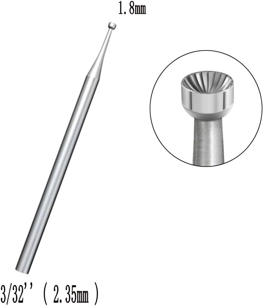 1.8mm Round Cup Burr, 3/32'' Shank Wire Rounder Burs with Hand Drill Wire Twisting Tools