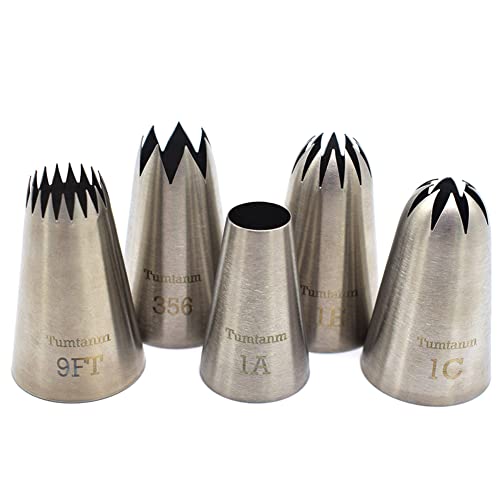 Piping Tips Large Cake Decorating Tools, 5 Pack Cake Piping Nozzles Tips Kit - Diy Icing Nozzle Tool For Cupcakes #TOP2