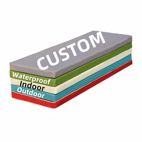 SINCERE Custom Bench Cushions for Indoor Outdoor Furniture, Bay Window Seat Sofa Cushion Replacement,Non-Slip Waterproof Deep Seating Pillow for Patio Chair Chaise,Cut to Size Daybed Foam Mattress Pad