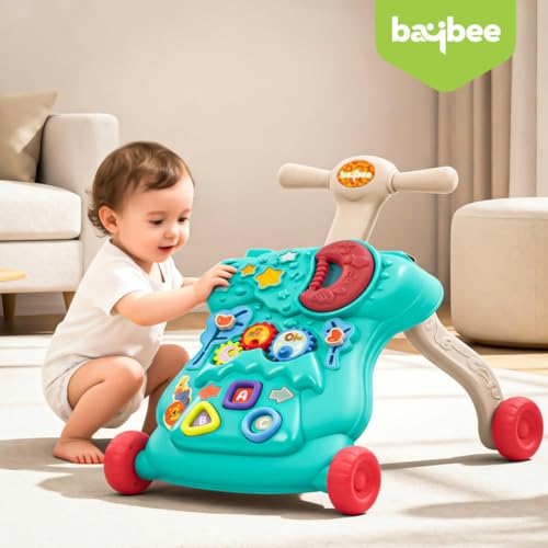 Image of Baybee Lilo Baby Walker for Kids, Baby Push Walker with Music, Rotating Gears & Grip Handle | Activity Kids Walker for Baby Toddlers | Walkers for 0 to 2 Years Boy Girl (Teal Green)