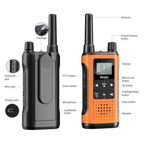 Derebir Rechargeable Walkie Talkies for Adults Long Range 2 Pack - image 7