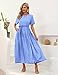 YESNO Women Casual Loose Bohemian Floral Dress with Pockets Short Sleeve Long Maxi Summer Beach Swing Dress XL EJF Light Blue