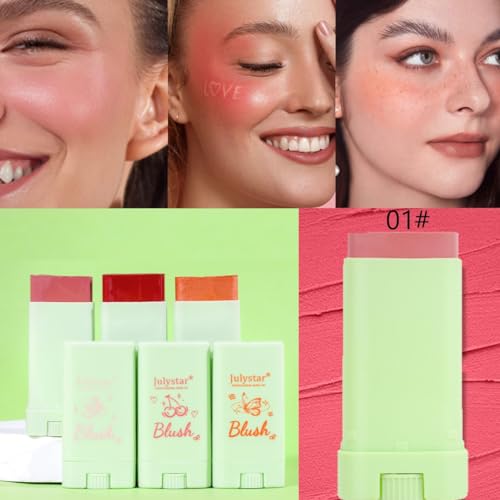 KARLOR Cream Blush Stick, Creamy Blush Stick Creme Blush Pink Cream Blush Stick pink Blusher Creamy Blush Cream Blusher Stick Blusher for cheeks make up Blush matte waterproof long -lasting (01) - Image 7