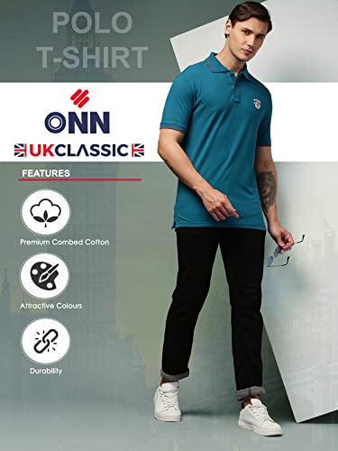Image of ONN UK Classic Men's Premium Combed Cotton Polo Collar Half Sleeves Solid T-Shirt |