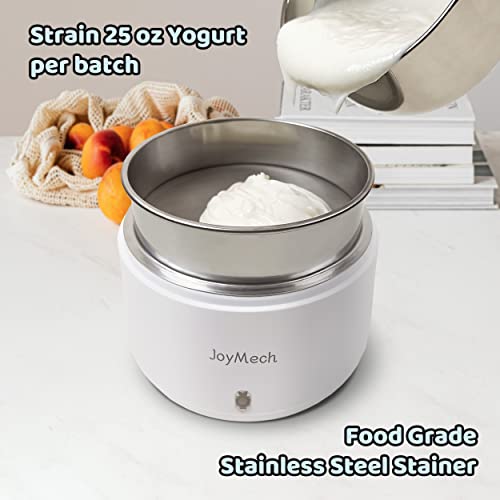 JoyMech Compact Yogurt Maker Machine with Strainer, Greek Yogurt Maker Machine with Constant Temperature Control, Stainless Steel Container, 1 Quart Container, Ideal for Yogurt, Natto and Kefir