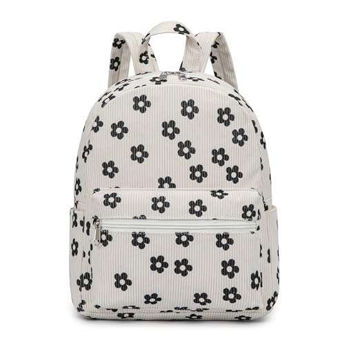 Mini mochila fofa de 25 cm para crianças e adultos, Flor de veludo cotelê, mini, Mochila casual