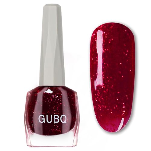 Red Glitter Nail Polish - Rose Red Nail Varnish - Sparkly Nail Polish Quick Dry - No Bake Dark Red Nail Polish - 60 Seconds Air Dry Nail Polish Long Lasting for Christmas Nail Art