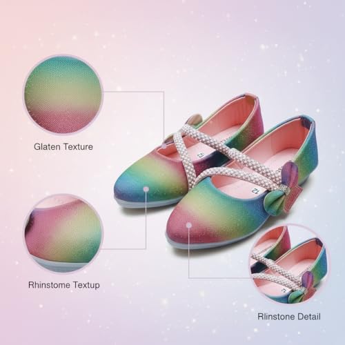 Image of Girls' Patent Mary Jane Shoes with Floral Embellishment, Attractive Colour's, Pearl Flower Welcro Glittery Bellies