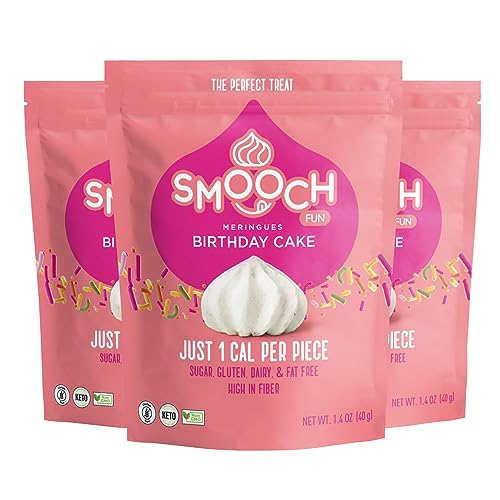 Birthday Cake Fun Allergen Friendly Meringue Cookies, High in Fiber Low Carb Keto Snack, 1 Calorie Per Piece, Sugar-Free Low Calorie Snacks, 40 g - Smooch Fun (3 Packs)
