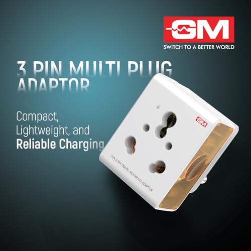 GM 3050 16 AMP 3 Pin Multi Plug Travel Adaptor Suitable for Class I and II Electrical Appliances - White - Image 4