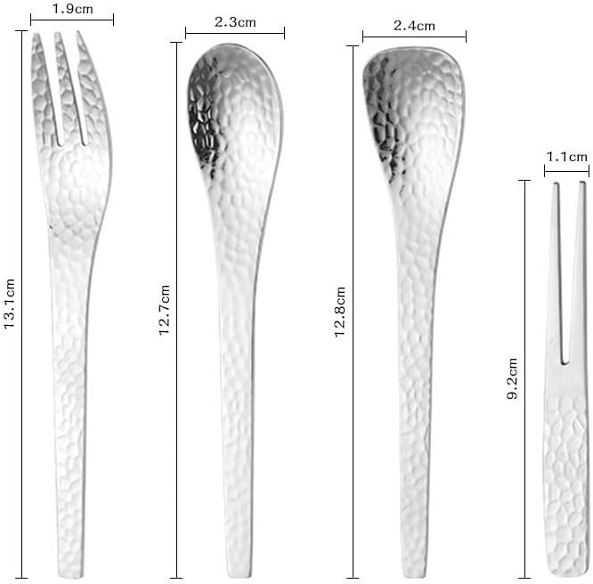 Silverware Flatware Set, 4/16/24/32 Pieces Hammered 304 Stainless Steel Dessert Forks And Spoons, Dessert Cakes, Hammered Fruit Forks, Ice Cream Spoons (Color : Gold, Size : 4Set-16Pcs)