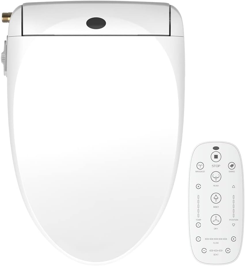 Modland Intelligent Bidet Seat for Elongated Toilets with Remote Control, Unlimited Warm Water