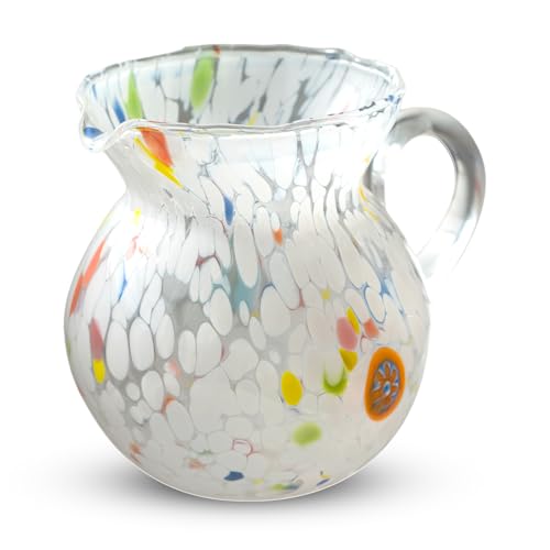MurArt Pichet en verre de Murano 500 ml Collection MAREA. Haute 15 cm. Fabriqué à la main fabriqué en Italie.