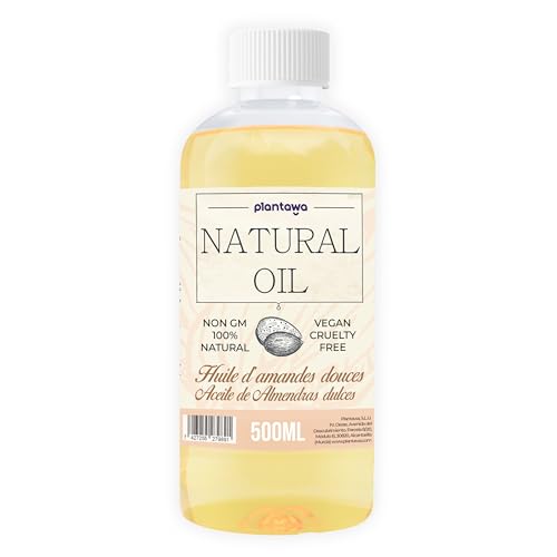 Plantawa Aceite Almendras Dulces 500 ml | Aceite Corporal 100% Puro y Natural Ideal para Embarazo y Estrias | Aceite Masajes con Máxima Absorción, Hidrata Cuerpo, Piel, Cabello y Aporta Vitamina E