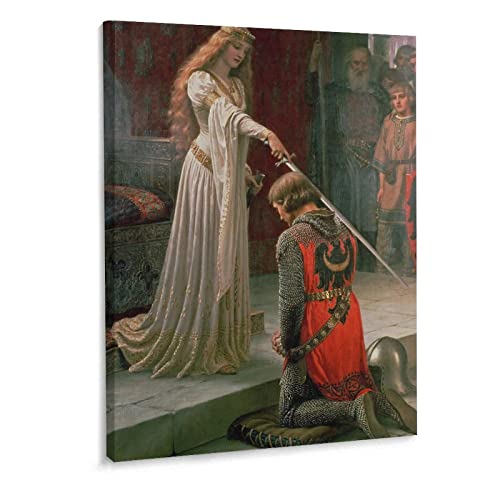 Medieval Knight Poster Romantic Oil Painting Renaissance Canvas Prints Canvas Wall Art Prints For Wall Decor Room Decor Bedroom Decor Gifts 24X32Inch(60X80Cm) Frame-Style #TOP6