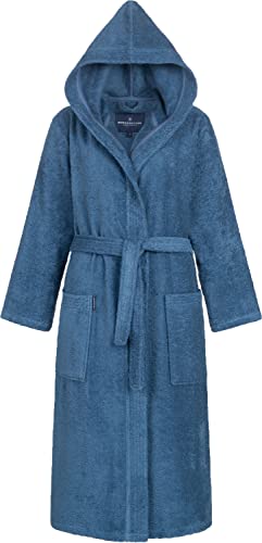 Morgenstern Albornoz de mujer con capucha de algodón de rizo largo, Azul medio., S Cover