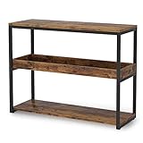 Tribesigns - Tavolo consolle, per ingresso o da posizionare accanto al divano, 3 ripiani, tavolo in stile industriale con telaio con tubi di ferro, per corridoio, ingresso e salotto