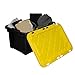 HDX 27 gal. Strong Box Plastic Storage Tote in Black and Yellow