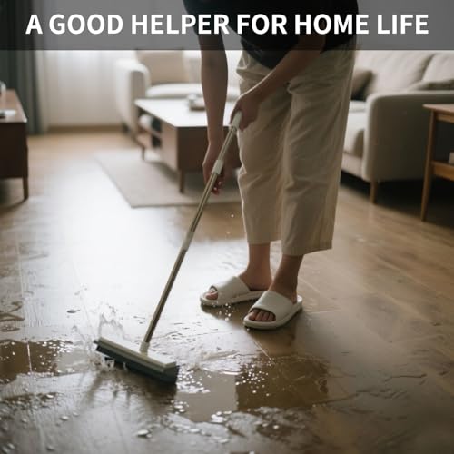 Minfuerang Gummibesen,2-in-1 Besen Gummiborsten mit Wasserabziehkante,Entfernt Katzen- und Hundehaare,Teppichbesen für Fenster,Holzböden,Fliesen und Teppiche