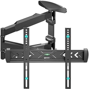 ONKRON Bras TV Mural Articulé Long pour 40-75 Pouces, Support Mural TV Universel Poids de 35 kg, Fixation Murale TV VESA 100x100-400x400, Support Television Pivotant Inclinable Noir NP47-B